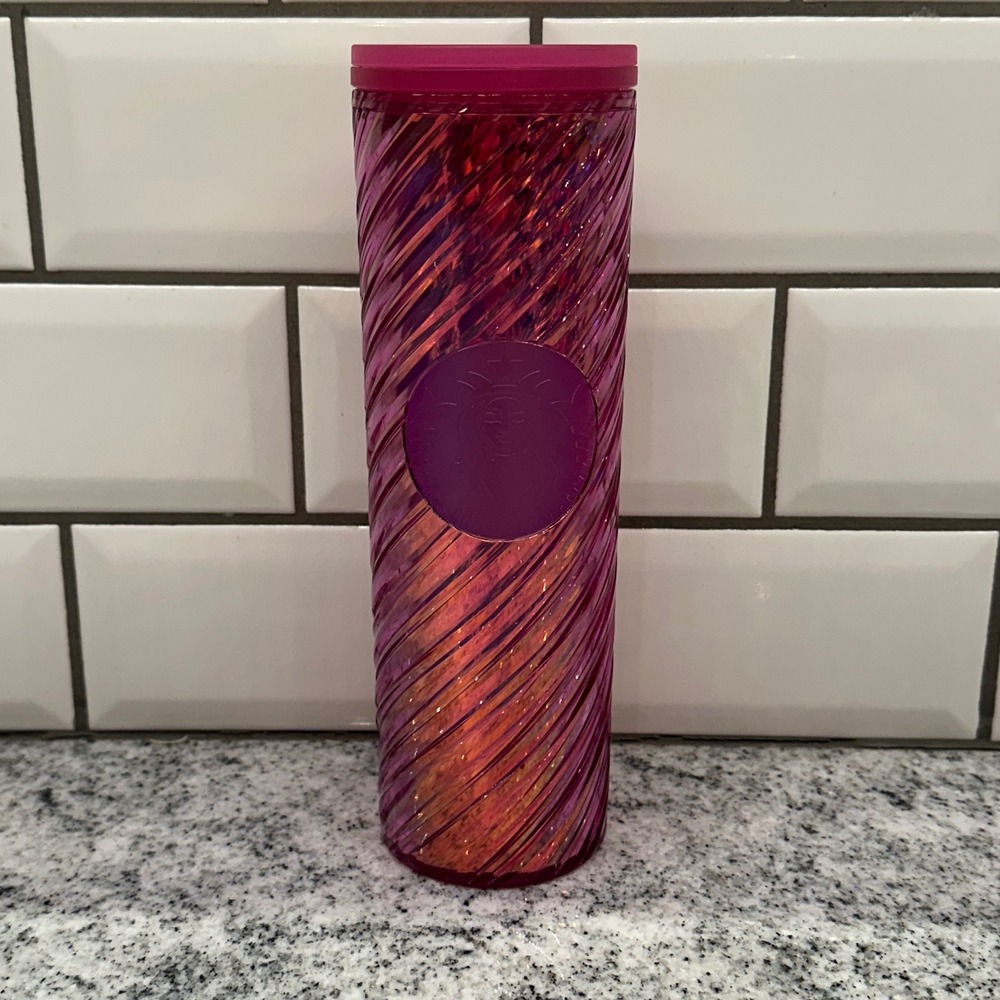 Starbucks Pink Swirl Tumbler 16 oz Venti‎ Cold Cup Reusable Travel Mug